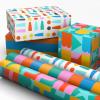 Hallmark Wrapping Paper Mini Rolls, 3-Pack (Stripes, Wildflowers, Pink Polka Dots) for Birthdays, Mother’s Day, Bridal Showers, Any Occasion – 45 Sq. Ft. Total(Rainbow Block Letters  Stripes  Exclamation Points)