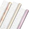 Hallmark Wrapping Paper Rolls for Birthday, Bridal Shower, Baby Shower, Gift Wrap Paper (Set of 6 Rolls: 180 sq. ft. ttl.) Butterflies, Gold Animal Print, Pink Flowers for All Occasions(Pink and Gold)