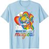 Rainbow Brite Woke Up Magical Vintage Rainbow Slide T-Shirt(Baby Blue)