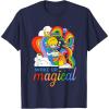 Rainbow Brite Woke Up Magical Vintage Rainbow Slide T-Shirt(Navy Blue)