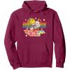 Rainbow Brite & Sprite Vintage Star Stripes Distressed Logo Pullover Hoodie(Burgundy)