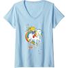 Rainbow Brite & Starlite Best Friends Vintage Sparkle Duo V-Neck T-Shirt(Baby Blue)