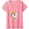 Rainbow Brite & Starlite Best Friends Vintage Sparkle Duo V-Neck T-Shirt(Pink)
