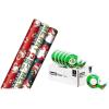 Scotch Hallmark Christmas Wrapping Paper Rolls Magic Tape (Set of 3 Gift Wrap Rolls with 6 Rolls of Tape) Vintage Holiday Designs – Dancing Santa, Snowman, Merry, Jolly, Happy, Peace(Magic Tape + Wrapping Paper)
