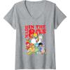 Womens Rainbow Brite Made In The 80’s Distressed Group Shot V-Neck T-Shirt(Heather Grey)
