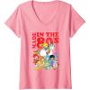 Womens Rainbow Brite Made In The 80’s Distressed Group Shot V-Neck T-Shirt(Pink)