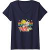 Womens Rainbow Brite & Sprite Vintage Star Stripes Distressed Logo V-Neck T-Shirt(Navy Blue)