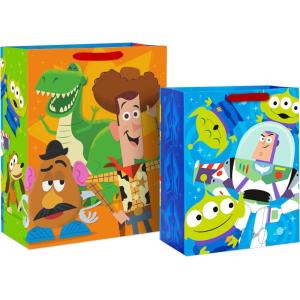Birthday Hallmark Disney 13″ Large Gift Bag with Tissue Paper (Minnie Mouse, Yellow and Orange with Pink Polka Dots), Kids, Adults, Fans(Toy Story)