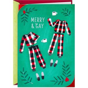 HALLMARK LGBTQ Christmas Card for Partner (Coffee and Pajamas, Merry & Gay)