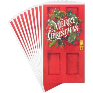 HALLMARK Pack of Christmas Money or Gift Card Holders, Red Door (10 Cards with Envelopes)