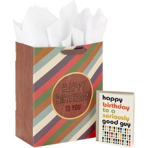 Hallmark 13″ Large Floral Gift Bag with Tissue Paper and Birthday Card (Modern Flowers, Pink, Sage, Blue, Black, Yellow) for Mom, Daughter, Sister, Girlfriend, Aunt, Nana(Green  Yellow  Gray  Blue)