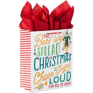 Hallmark 13″ Large National Lampoon’s Christmas Vacation Gift Bag with Tissue Paper (“Fun Old-Fashioned Griswold Family Christmas”) for Kids, Dads, Grandparents, Friends(Elf)