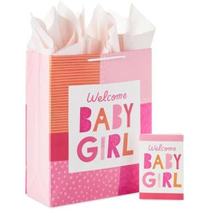 Hallmark 15″ Extra Large Baby Gift Bag with Tissue Paper (Woodland Animals) for Baby Showers, New Parents and More(Welcome Baby Girl)