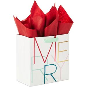Hallmark 15″ Extra Large Holiday Gift Bag with Tissue Paper and Gift Tag (Trendy Lights on Pink, All Is Bright)(Modern Merry)