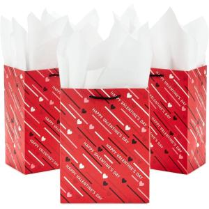 Hallmark 6″ Small Valentine’s Day Gift Bags (6 Bags, 3 Designs: Hello Gorgeous, Pink, Red) for Classroom Exchange, Galentine’s Day(Red and Black)