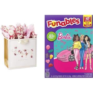 Hallmark 7″ Medium Birthday Gift Bag with Tissue Paper & Funables Barble Kids Fruit Snacks Party Bundle