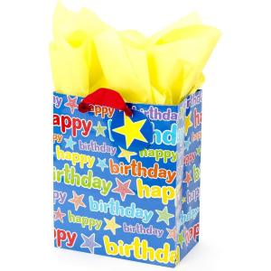 Hallmark 9″ Medium Birthday Gift Bag with Tissue Paper (Blue Happy Birthday)(Happy Birthday)