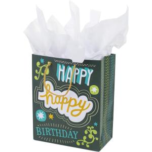Hallmark 9″ Medium Birthday Gift Bag with Tissue Paper (Blue Happy Birthday)(Happy Happy Birthday)