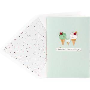 Hallmark Baby Shower Card for New Parents (Hooray) Welcome New Baby, Congratulations, Gender Reveal(Ice Cream Cones)