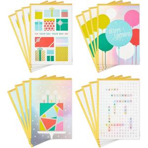 Hallmark Birthday Cards Assortment, Vintage Happy Birthday (12 Cards with Envelopes)(Gifts  Word Search  Balloons)
