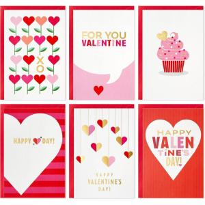 Hallmark Boxed Christmas Cards Assortment, Gold Foil Classic (6 Designs, 36 Cards with Envelopes)(Valentine Heart Design Card Assortment)