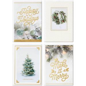 Hallmark Boxed Christmas Cards Assortment, White and Gold (40 Cards and Envelopes)(Greeting Card)