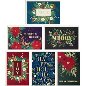 Hallmark Bulk Boxed Christmas Card Assortment, Elegant Jewel-Tone Floral Assortment (72 Cards and Envelopes)(Jewel-Tone Florals Holiday Card Assortment)