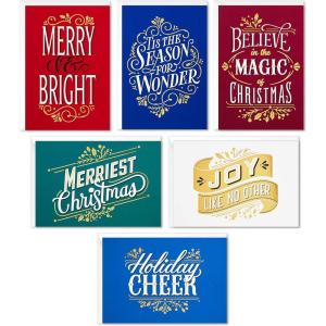 Hallmark Bulk Boxed Christmas Card Assortment, Elegant Jewel-Tone Floral Assortment (72 Cards and Envelopes)(Lettering Holiday Card Assortment)