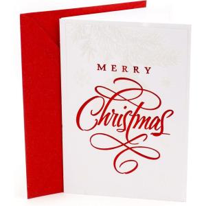 Hallmark Christmas Card (Thinking of You Snowflakes)(Red Script Merry Christmas)