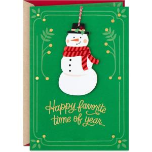 Hallmark Christmas Card (Wonderful You)(Favorite Time of Year  Removable Snowman Ornament)
