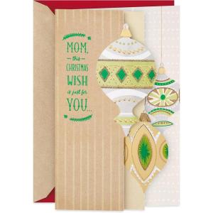 Hallmark Christmas Card for Mom (Merry and Bright)(Three Ornaments)