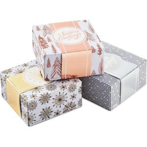 Hallmark Christmas Gift Boxes 3-Pack Assorted Sizes (Red & Green Stripes, Plaid, Polka Dots) for Hostess Gifts, Holiday Parties, Wrapped Treats(White Silver  Gold  Rose Gold)