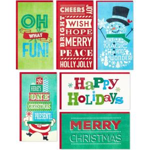 Hallmark Christmas Gift Card Holders or Money Holders Assortment, Colorful Holidays (36 Cards with Envelopes)(Colorful Holidays  36 Christmas Gift Card Holders)