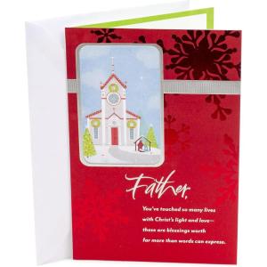 Hallmark DaySpring Religious Christmas Card (Glory to God, Blue and Silver)(Christmas Card for Priest)