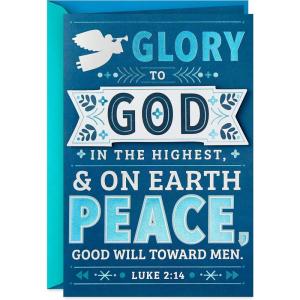Hallmark DaySpring Religious Christmas Card (Glory to God, Blue and Silver)(Religious  “Glory to God” Card)