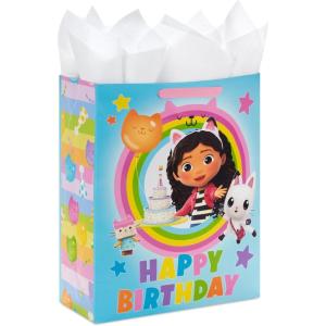 Hallmark Gabby’s Dollhouse 15″ Extra Large Birthday Gift Bag with Tissue Paper (Blue and Pink Rainbow) for Kids, Grandchildren, Friends(Gabby’s Dollhouse)