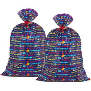 Hallmark Gift Bag Assortment (8 Bags: 3 Small 6″, 3 Medium 9″, 2 Large 13″) Kids Birthday, Good Vibes, Retro Icons(Blue Happy Birthday Plastic Sacks)
