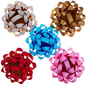 Hallmark Gift Bow Assortment (30, 2 Sizes) Red, White, Pink, Blue, Yellow, Silver, Gold for Christmas, Hanukkah, Birthdays, Weddings, Baby Showers(Kraft Gold  White  Blue  Red  Pink)