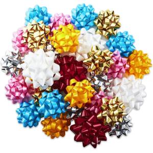 Hallmark Gift Bow Assortment (30, 2 Sizes) Red, White, Pink, Blue, Yellow, Silver, Gold for Christmas, Hanukkah, Birthdays, Weddings, Baby Showers(Red  White  Pink  Blue  Yellow  Silver  Gold)