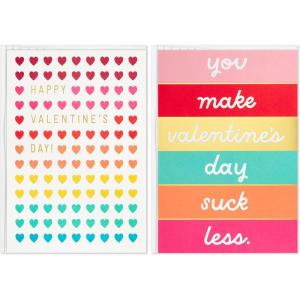 Hallmark Good Mail Pack of 2 Valentines Day Cards (Happy Valentine’s Day)(Hearts and Sucks Less  2 Cards with Envelopes)