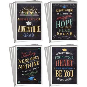 Hallmark Graduation Card Assortment (16 Cards with Envelopes) Inspirational Quotes(Black)