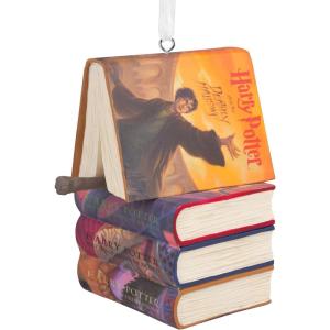 Hallmark Harry Potter Stacked Books with Wand Christmas Ornament,Resin, 2.23 x 2.75 x 2.28 inches, (0002HCM9130)(Stacked Books)