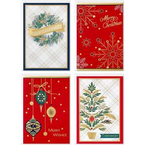 Hallmark Image Arts Christmas Boxed Cards Assortment, Elegant Lettering (4 Designs, 24 Cards with Envelopes)(Classic Plaid Holiday Card Assortment)