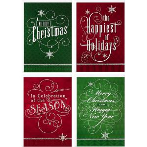 Hallmark Image Arts Christmas Boxed Cards Assortment, Elegant Lettering (4 Designs, 24 Cards with Envelopes)(Red and Green Elegant Lettering Holiday Assortment)