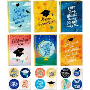 Hallmark Inspirational Graduation Card Assortment (12 Cards with Envelopes and Stickers)(Grad Cards with Stickers)