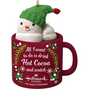 Hallmark Keepsake Christmas Ornament 2019 Year Dated I I Love Hallmark Channel Snowman in Mug, Challen