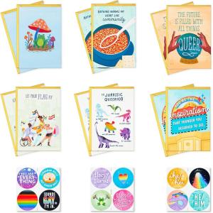 Hallmark LGBTQ Cards Assortment, 12 Cards with Envelopes + Stickers (Pride, Encouragement, Friendship)