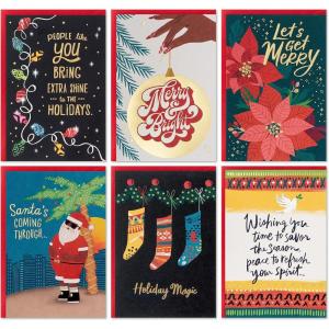 Hallmark Mahogany Christmas Card Assortment (24 Cards and Envelopes) Black Santa Claus, Let’s Get Merry(Get Merry Mahogany Holiday Card Assortment)