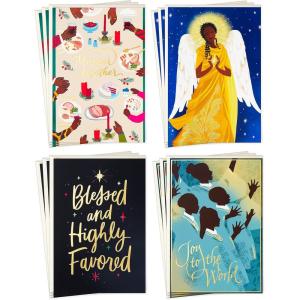 Hallmark Mahogany Religious Boxed Christmas Cards Assortment (4 Designs, 12 Cards with Envelopes)(Holiday Angel and Choir  Mahogany Card Pack)