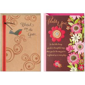 Hallmark Mahogany Religious Thank You Cards, Pack of 2 (Blessed) for Nurses Day, Administrative Professionals Day, Clergy and More(Blessed)